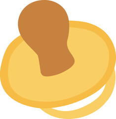 Bright yellow nipple pacifier for babies in hand-drawn boho style