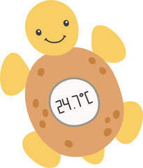 Cute fun turtle thermometer for bathing newborns in hand-drawn boho style