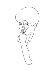 Man face and body line art drawing
