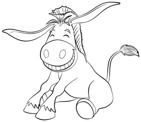 Donkey. Element for coloring page. Cartoon style.