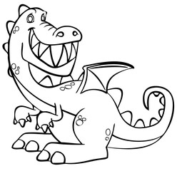 Dragon. Element for coloring page. Cartoon style.