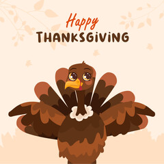 Flat design thanksgiving background with turkey