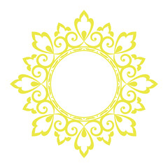 Decorative frame Elegant vector element for design in Eastern style, place for text. Floral yeloow and white border. Lace illustration for invitations and greeting cards