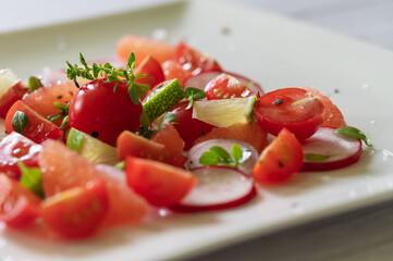 Close up view of red fresh salad