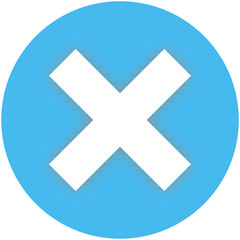 Obraz premium Math multiplication sign inside a blue circle frame.