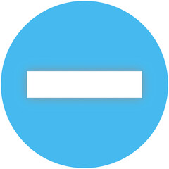 Math minus sign inside a blue circle frame.