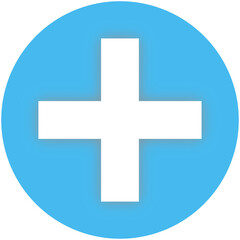Math plus sign inside a blue circle frame.