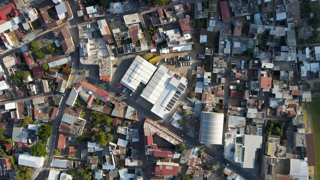 Beautiful aerial cinematic footage of the Panajachel town next to the Atitlan lake in Guatemala.