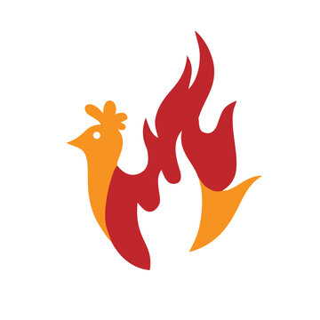 illustration of a fire with chicken burn logo design