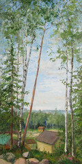 Morning in the Nord wood, oil painting 