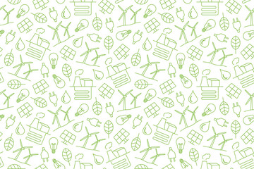 green renewable enegry seamless pattern  - vector illustration