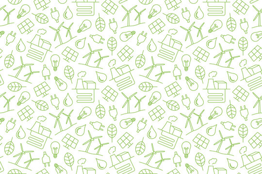 green renewable enegry seamless pattern  - vector illustration