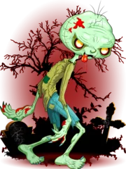 Crédence de cuisine en verre imprimé Dessiner Personnage de dessin animé de monstre zombie marchant sur l& 39 élément isolé d& 39 illustration de cimetière