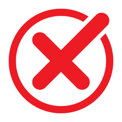 Cross sign element red grunge x icon