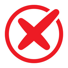 Cross sign element red grunge x icon