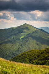 Fototapeta premium Summer views in the Bieszczady Mountains - views of the mountain ranges and lakes.