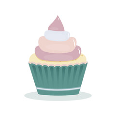Cupcake mint vanilla. Vector design of cupcake illustration. 