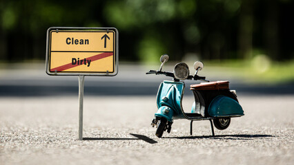Fototapeta na wymiar Street Sign Clean versus Dirty