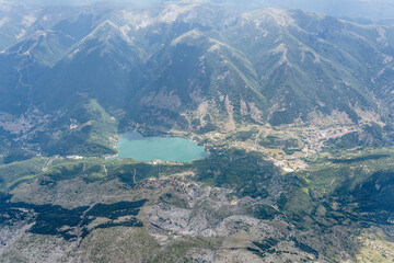 Scanno lake aerial, Italy