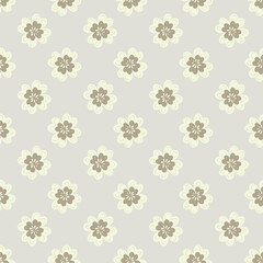 Abstract daisy flower vector seamless pattern background. Modern folk art stitch effect style ecru beige white florals backdrop. Botanical design.Garden meadow flowers gender neutral repeat for baby