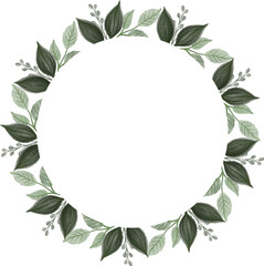 Fototapeta premium circle frame with green leaves border for greeting card