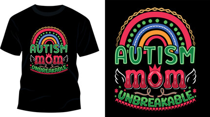 Autism Awareness day typography, vintage, retro, custom. autism, autistic, heart, love autism day ribbon t-shirt design vector