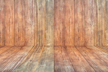 empty wooden planks wall perspective floor room interior background