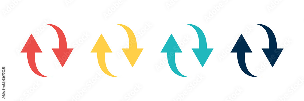 Wall mural arrow icon set. colored arrow symbols. arrow of different types. arrow isolated vector graphic eleme
