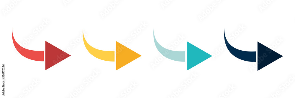 Wall mural arrow icon set. colored arrow symbols. arrow of different types. arrow isolated vector graphic eleme
