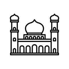 Mosque icon in black outline style