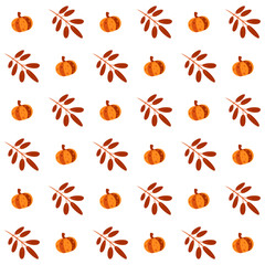 Autumn seamless pattern. Leaves and pumpkin. Great for paper, design of sketchbook, textile, gift wrap. 