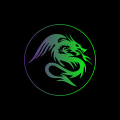Fototapeta premium dragon gradient logo in purple and green colour