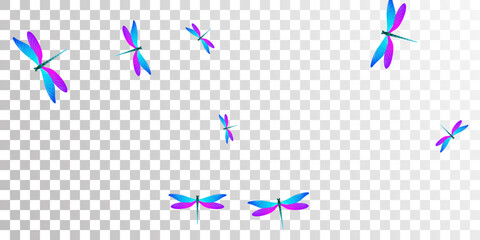 Tropical blue purple dragonfly cartoon vector illustration. Summer beautiful damselflies. Decorative dragonfly cartoon kids wallpaper. Tender wings insects patten. Tropical creatures