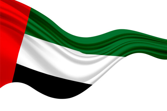Uae flag on a white background with space for text on the right
