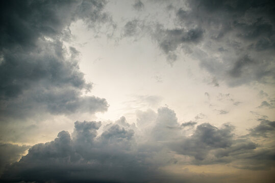 Dark Clouds before Big Storm, gory and light blue heavy clouds. Nutsy weather concept