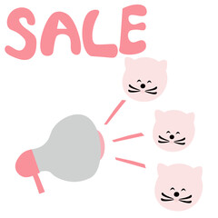 cute cat print in pastel colors hand drawn vector illustration