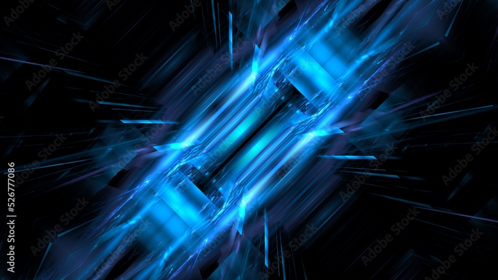 Poster abstract modern glowing lines dark background. digital hi tech abstract data center server. 3d rende