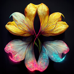 Neon Flowers Decorative Art Printable Illustration