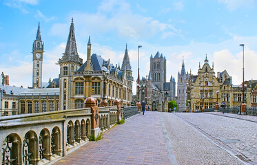 On the St Michael's Bridge in Ghent, Belgium