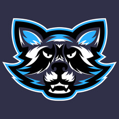 Raccoon mascot logo design. Design for print, stickers, and emblems for esports team. Vector illustration