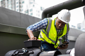 Industrial engineer work on site. engineer visit and inspection site engineer at industrial site....