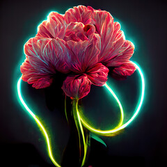 Fototapeta Neon Flowers Decorative Art Printable Illustration obraz
