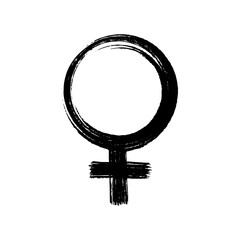 Female gender symbol. Black ink. Vector illustration © Yuliia Borovyk