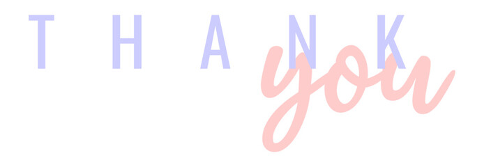 Thank You Hand Lettering. Typography Design Inspiration. Pink and blue colored. On a white background. Vector