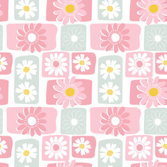 Daisy dream pattern with beautiful pastel color, trendy floral seamless pattern
