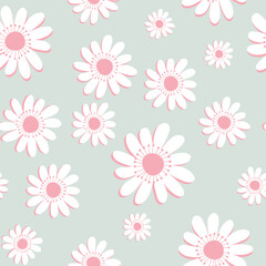 Fototapeta na wymiar Daisy dream pattern with beautiful pastel color, trendy floral seamless pattern