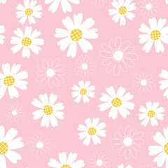 Daisy dream pattern with beautiful pastel color, trendy floral seamless pattern