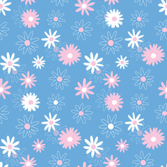 Daisy dream pattern with beautiful pastel color, trendy floral seamless pattern
