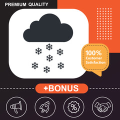 Snowfall icon. With orange and black background
