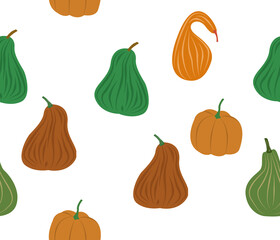 illustration of a pumpkin seamless pattern as a background for gift wrapping, printing on clothes and utensils, the concept of autumn and the holiday of halloween.